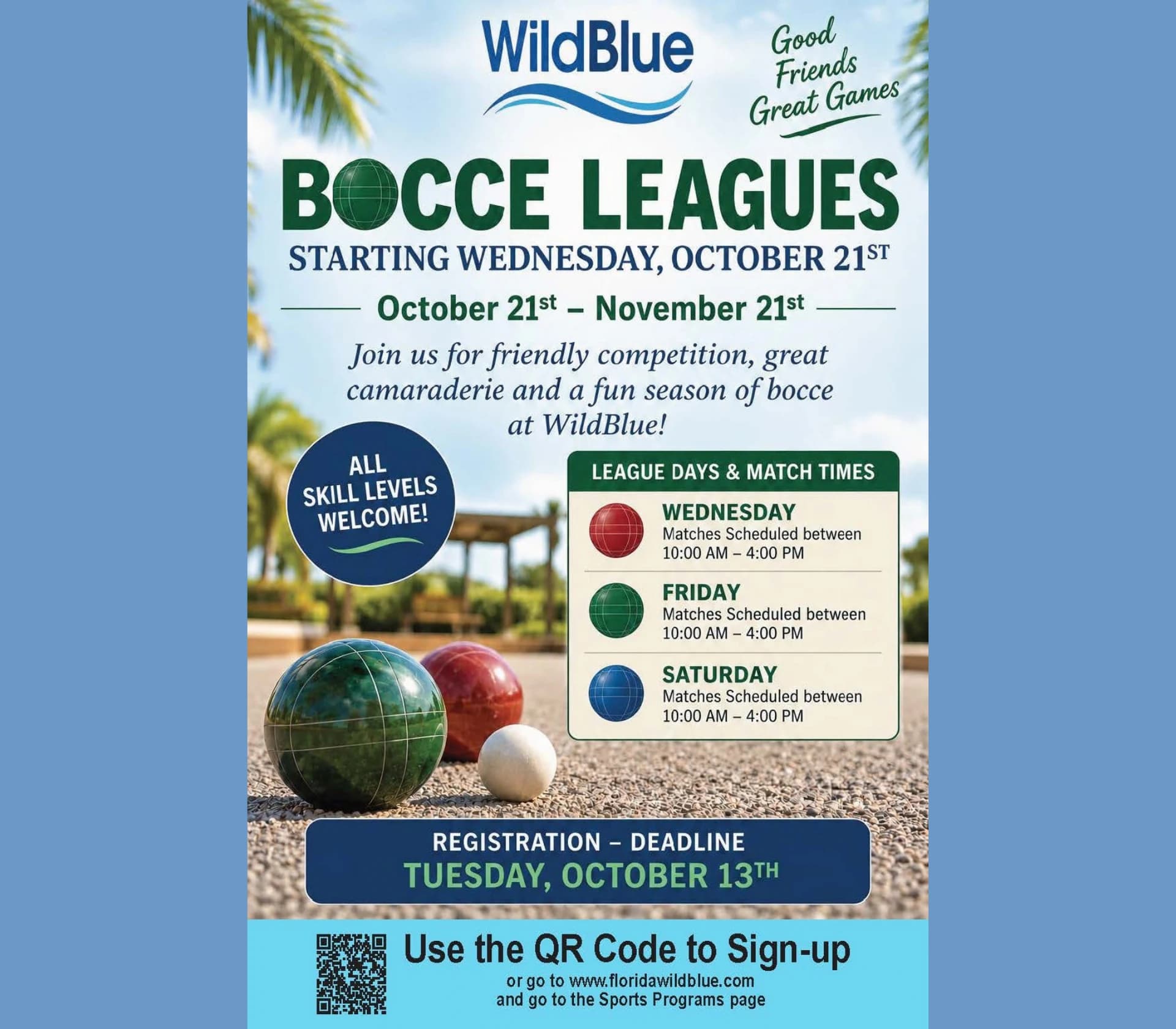 Bocce leagues — original club flyer