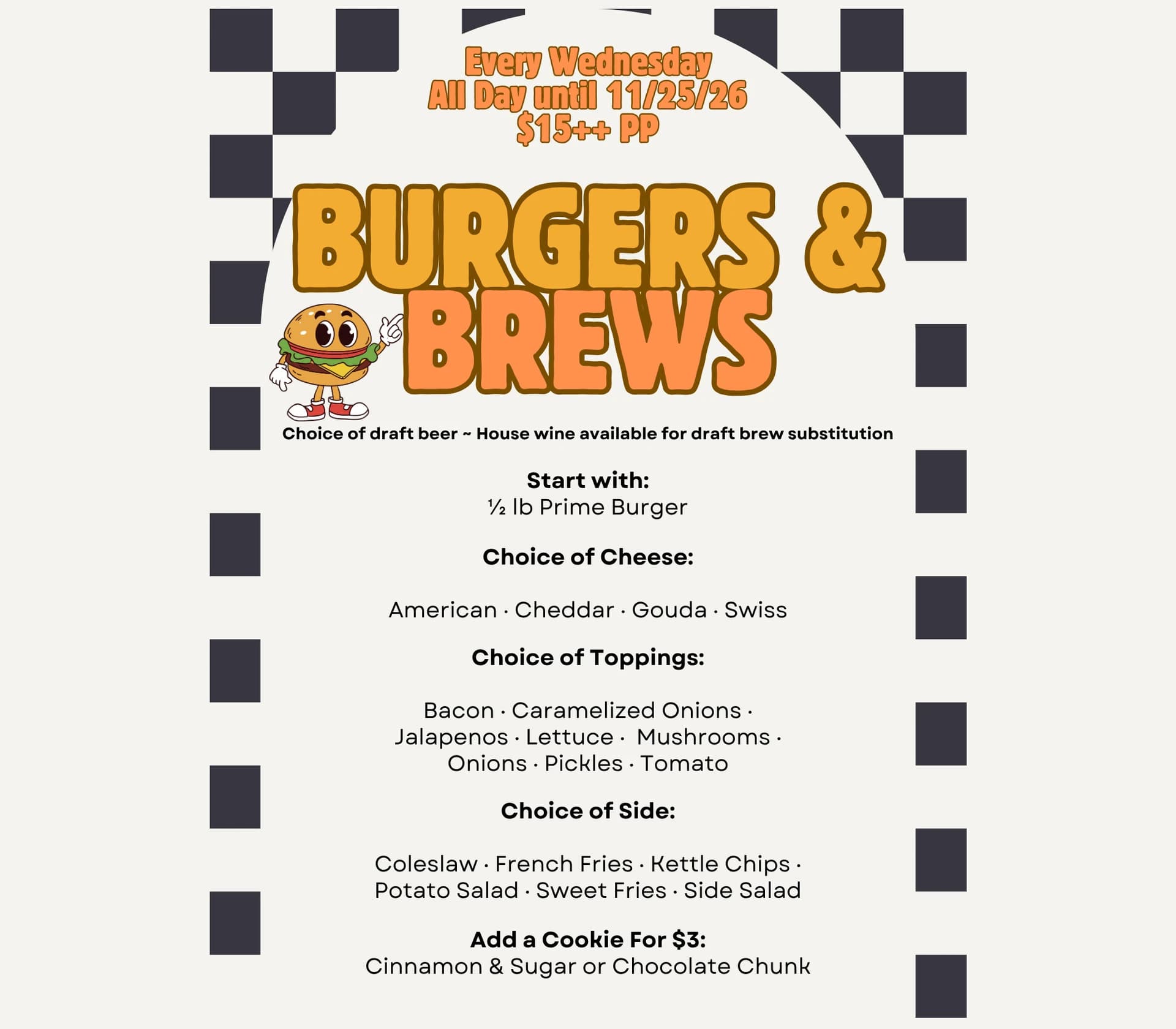 Burgers & Brews — original club flyer