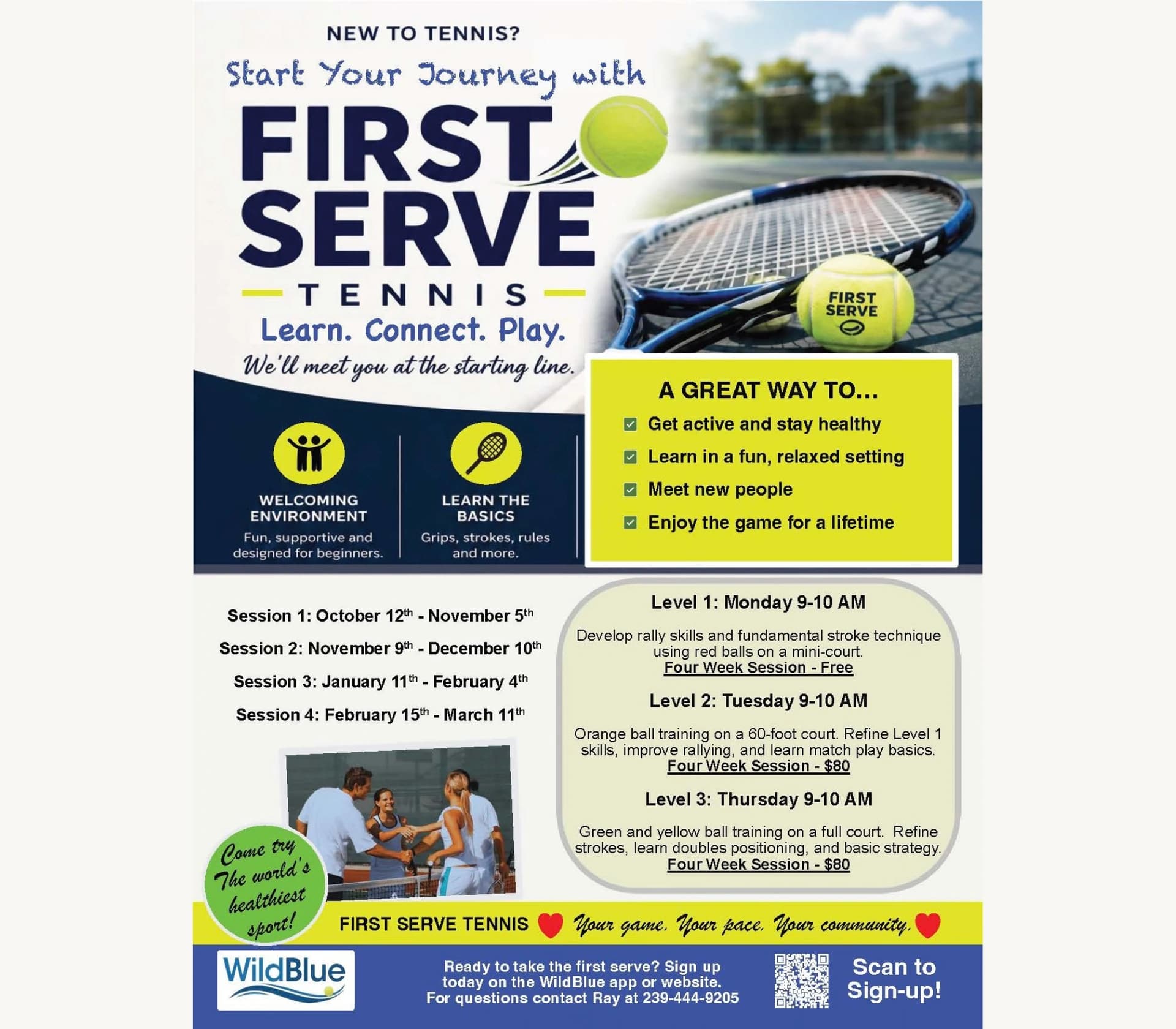First Serve Tennis — original club flyer