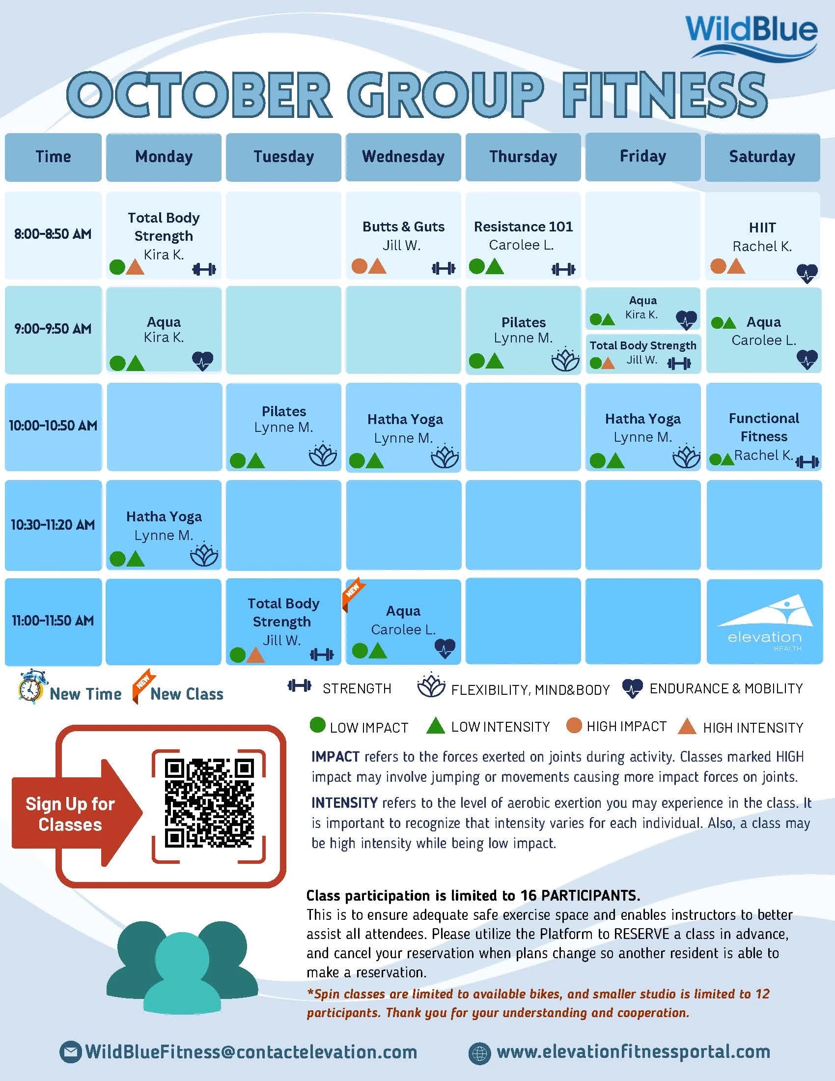 October fitness schedule — original club flyer
