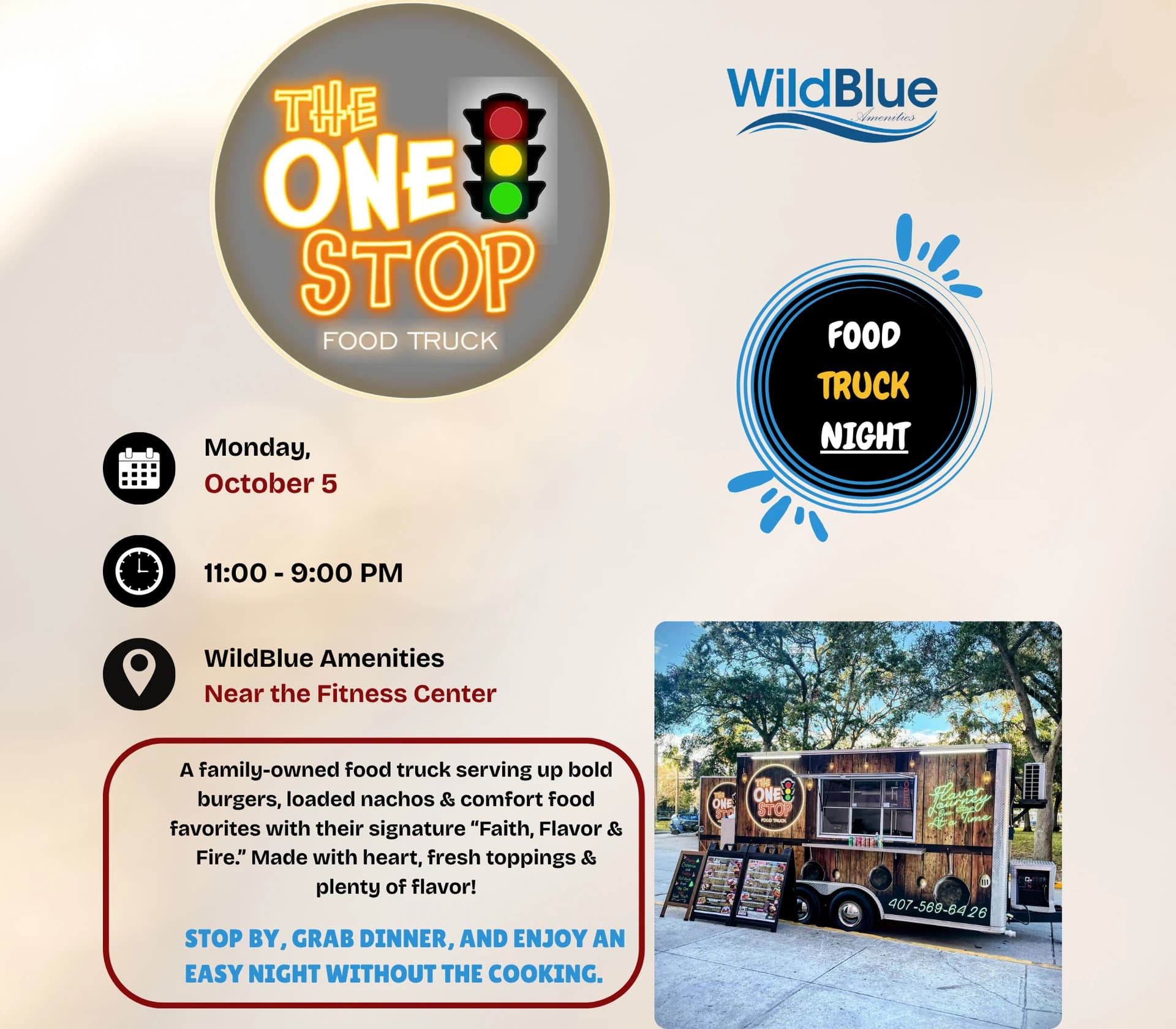 The One Stop food truck — original club flyer