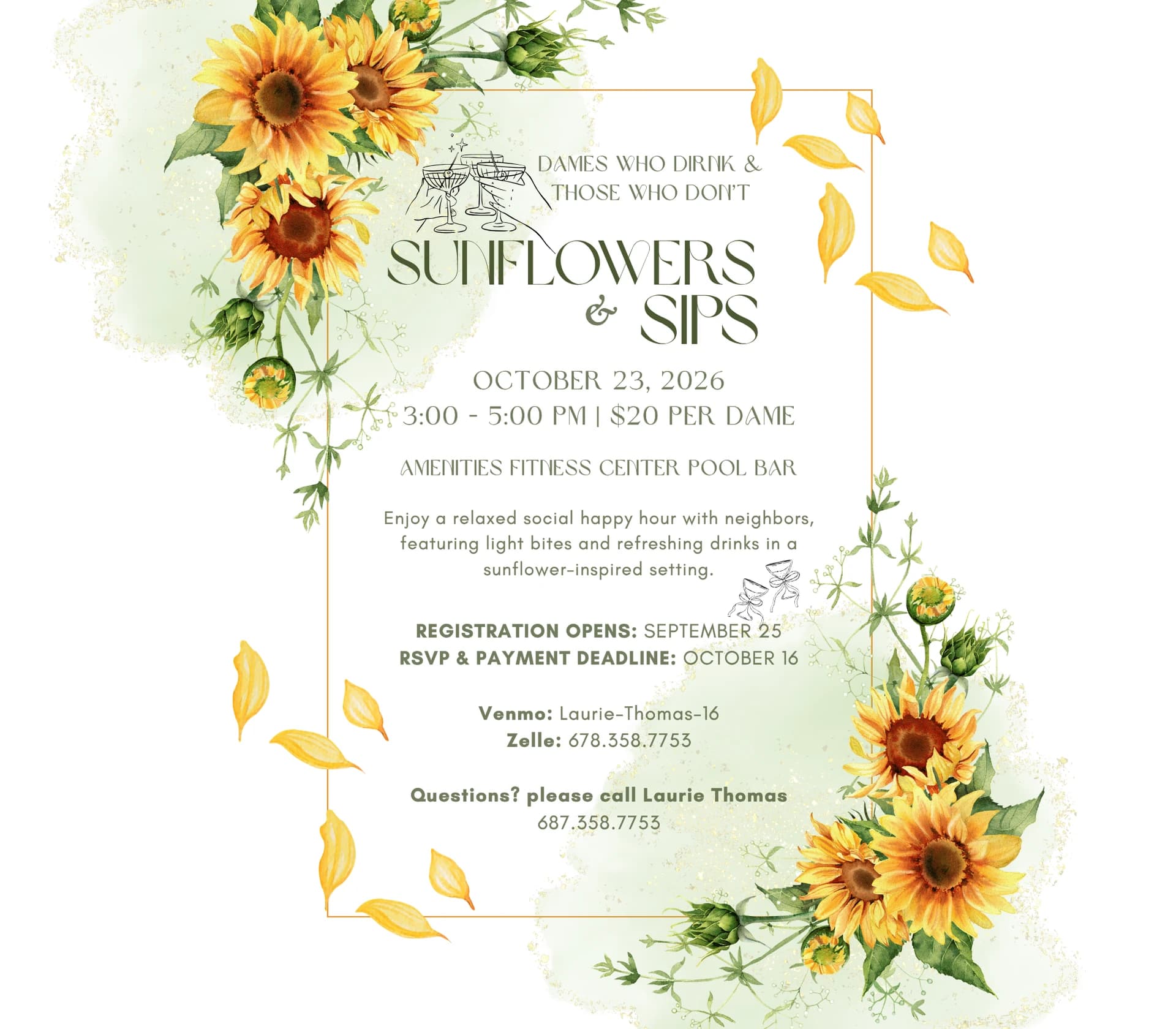 Sunflowers & Sips — original club flyer