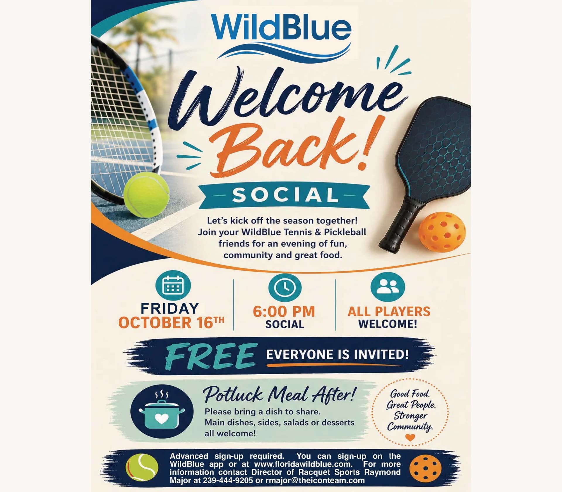 Tennis & pickleball Welcome Back Social — original club flyer