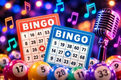 Colorful music and bingo artwork from the October newsletter