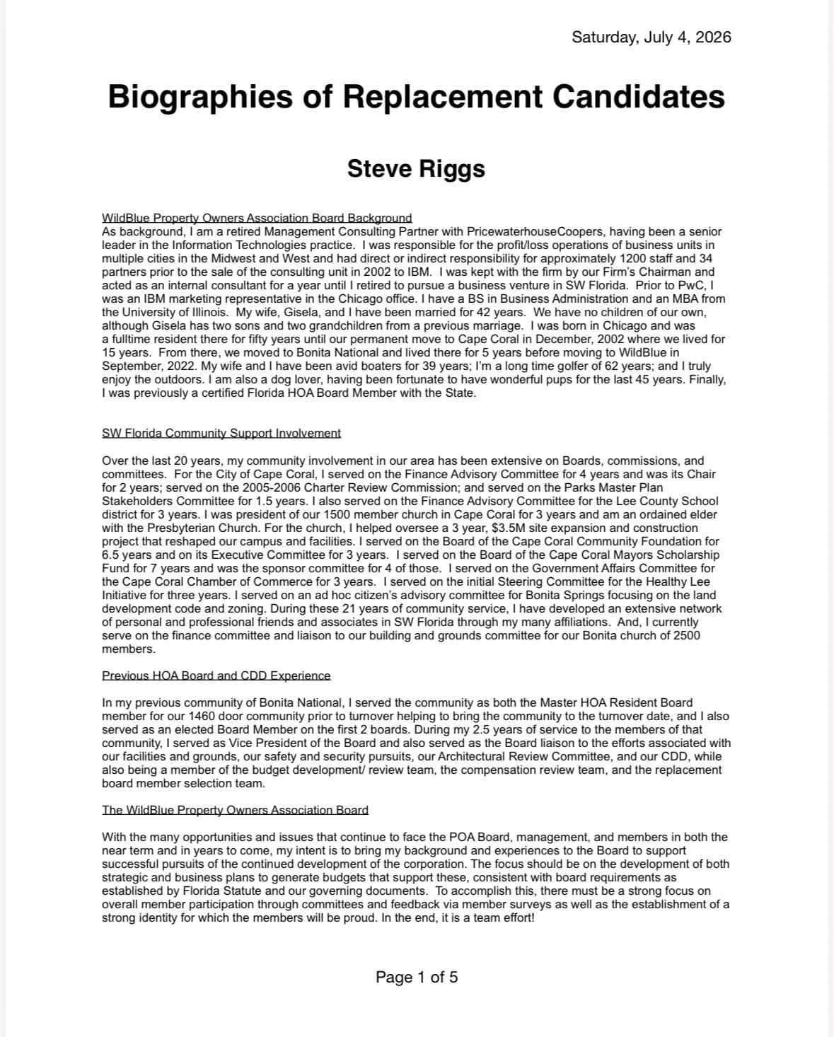 Steve Riggs biography page