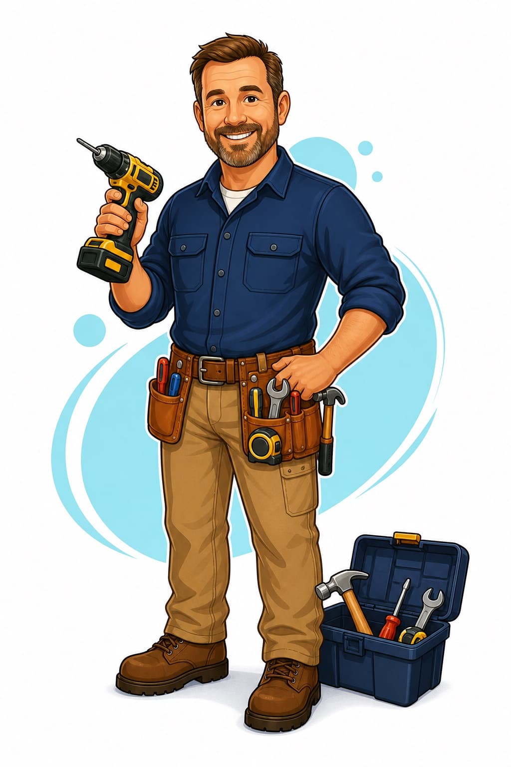 Cartoon handyman illustration created for Tom McDonnell