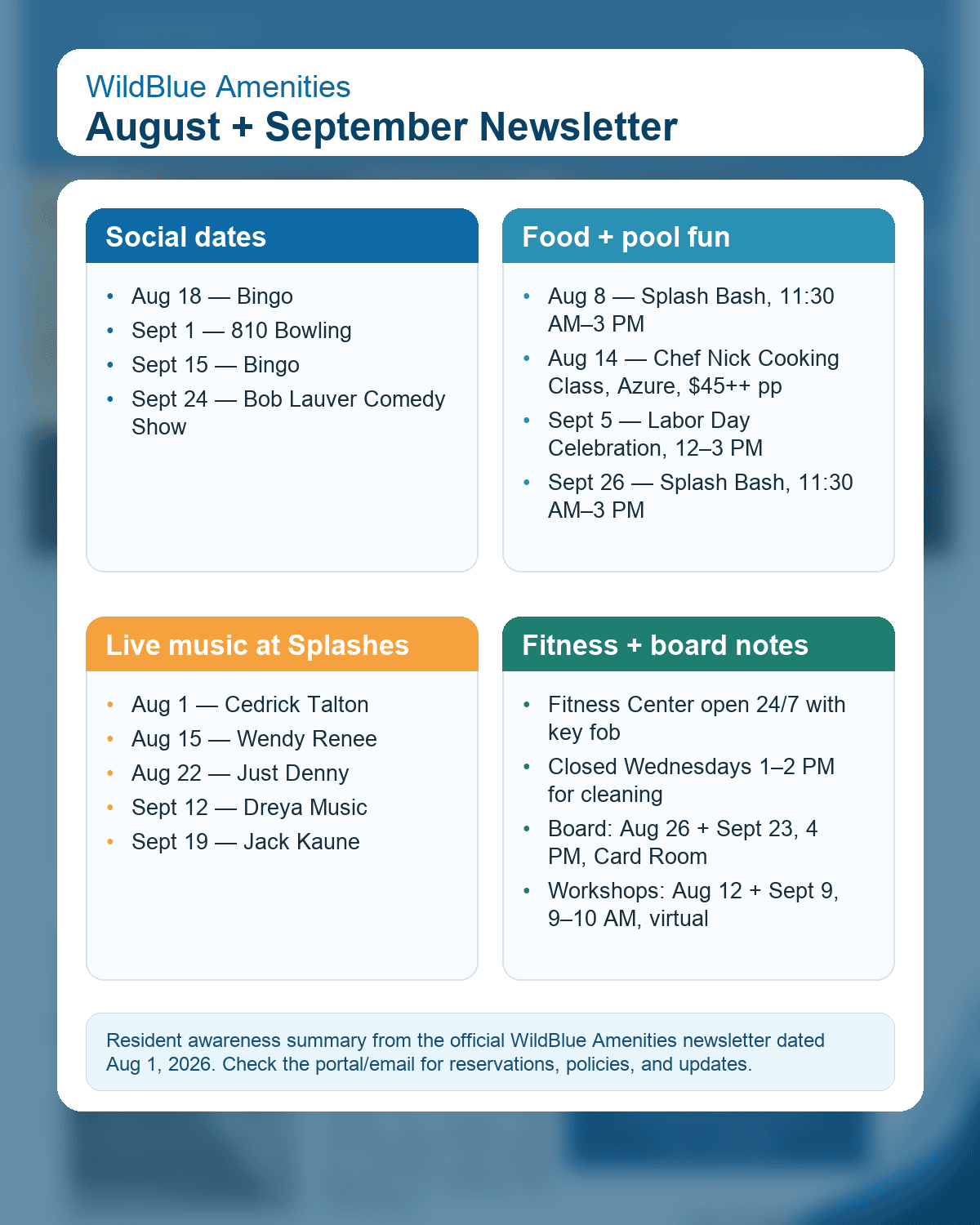 WildBlue August and September newsletter highlight card